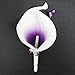 Lily Garden Artificial Flower Calla Lily Boutonniere Corsage with Ribbon (Purple Center)