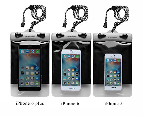 EXTREMEWORLD Dry Bag TPU Waterproof Case Bag for Outdoor Sports for Smart Phone Apple iPhone 6S, 6, 6S Plus, SE, 5S, Cellphone, S6 Note 7 5, HTC LG Sony - Black (4.7\