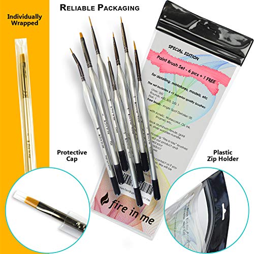 Miniature Paint Brush Set 6pcs + 1 Free - Best Find Detail Paint Brushes Model Paint Brush Set - Small Tiny Oil Watercolor Acrylic Brushes Hobby Art Supplies