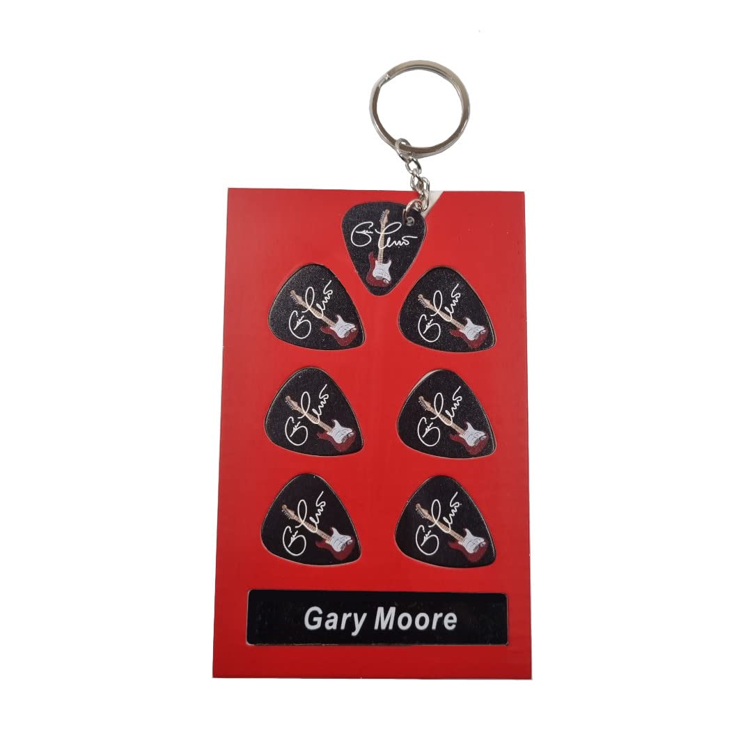 Gary Moore Guitar Plectrum Gift Set | 6 Artist Plectrums | 1 Artist Keyring