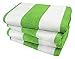 Kaufman- Green Cabana Stripe, Large Beach and Pool Towels- Set of 4. 100% Cotton Maximum Absorbency and Softness