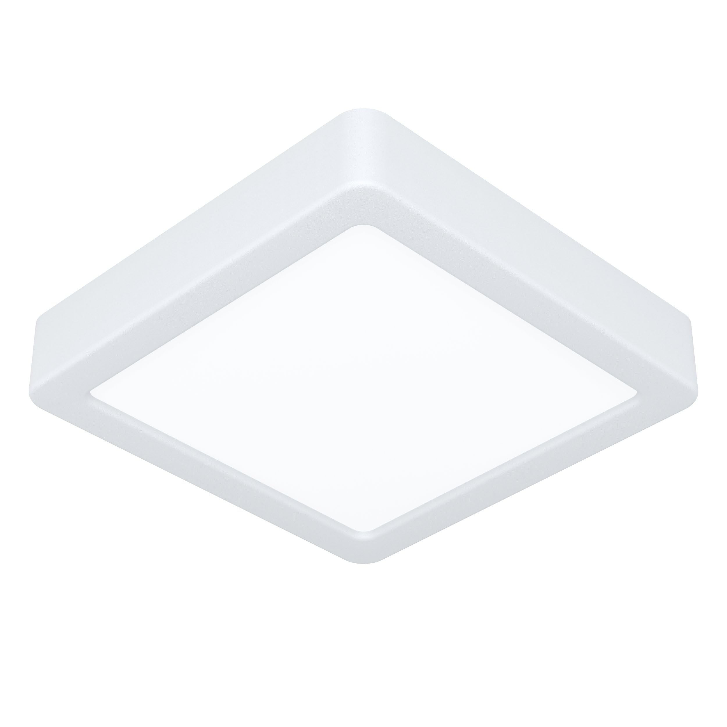 Eglo LED Ceiling Light Fitting Fueva 6, Square Ceiling lamp, Flush Light Fixture, White Plastic, Ceiling Lighting Warm White-Cold White, 15x15 cm