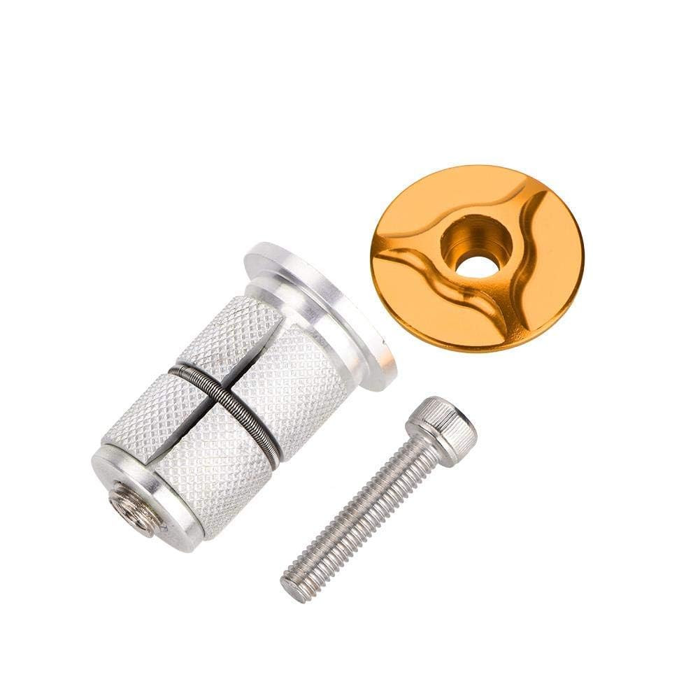 Alomejor Bike Stem Headset Aluminum Alloy Fork Expander Top for 1 Inch(24.5mm) / 1.25 Inch(28.6mm) (Golden)