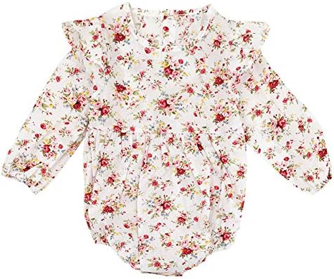 YOHA Baby Girls Autumn Spring Ruffle Long Sleeve Toddler Romper Jumpsuit Outfit