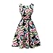 Yeokou Womens Sleeveless Floral Knee Length Cotton Hawaiian Flare Tank Dress