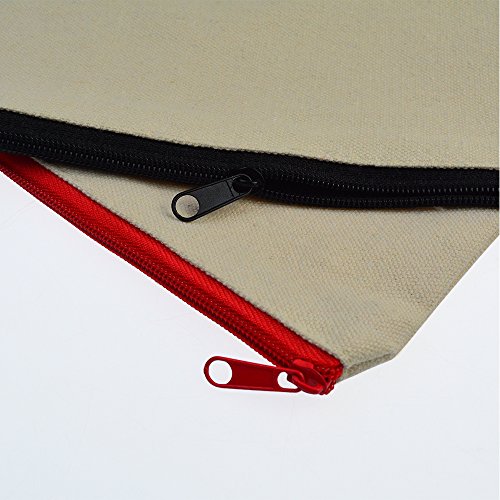 baotongle 10 PCS Multi-Purpose Cotton Canvas Zipper Invoice Bill Bag Pen Pencil Cosmetic Makeup Bag Pouch Blank DIY Craft Bag 9 x 5 inches Random Color Zipper