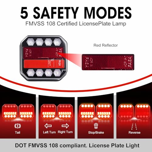 GEN-3 Wireless Trailer Lights Magnetic Kit, 100ft Bluetooth Wireless Tail Lights, USB-C Quick-Charge Car LED Trailer Lights, DOT Certified IP65 Waterproof for Trucks, Boat, RV, Vehicle