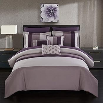 Amazon.com: 9 Piece King Duchess Plum and Gray Comforter