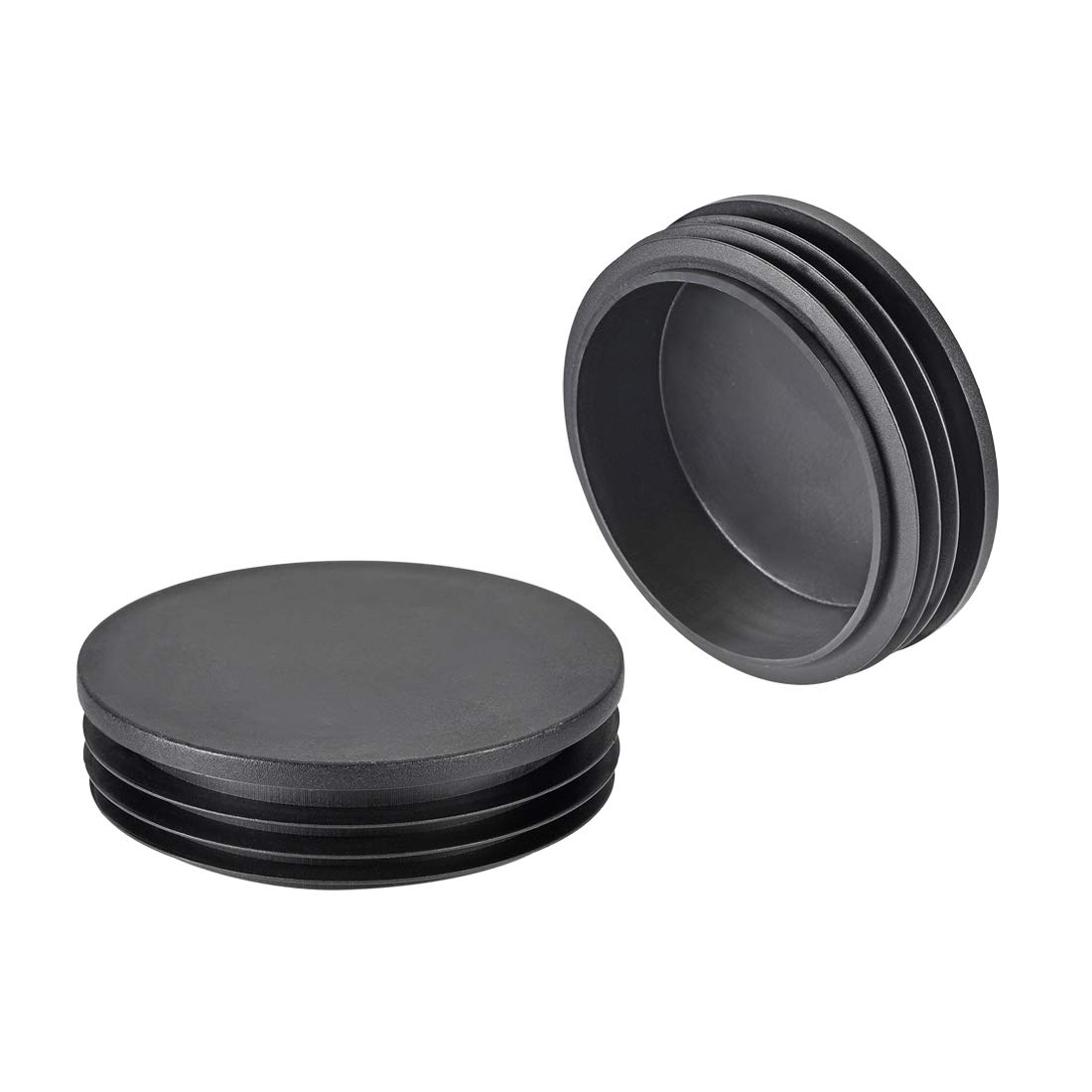 sourcing map 2pcs 100mm Dia Plastic Tubing Plug Round Post End Caps for Handrail Stair Newel Guardrail Tube Black