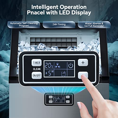 Kismile Commercial Ice Maker, Freestanding Square Ice Cube Maker 100lbs