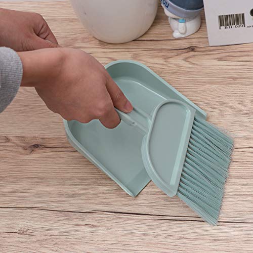 Toyvian Whisk Brush Durable Lightweight Smooth Mini Broom and Dustpan Set for Home Desktop Pets Nest Cage Cleaning Brush for Indoor and Outdoor Use (Blue)