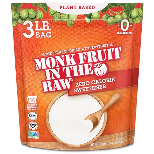 MONK FRUIT IN THE RAW, 48 oz Baker's Bag, Pack of 1, Natural Monk Fruit Sweetener w/Erythritol, Sugar-Free
