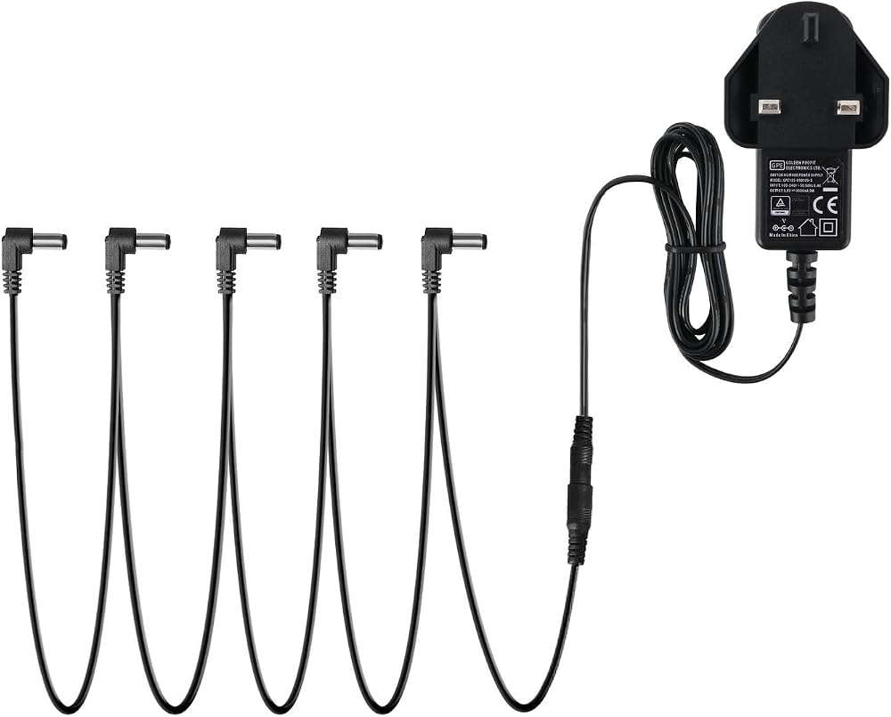 Donner DPA-1 Pedal Power Supply 9V DC 1A 5 Way Daisy Chain Negative Tip