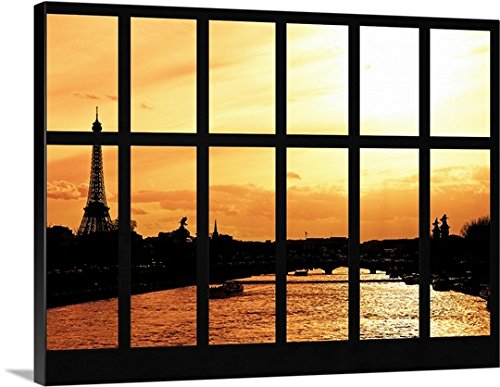 Canvas On Demand Philippe Hugonnard Premium Thick-Wrap Canvas Wall Art Print, 24" x 18", entitled 'Beautiful View from a Window in Paris III'