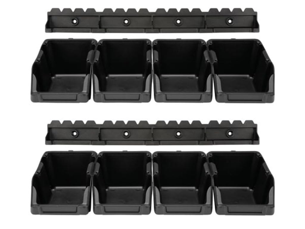 Perel - Omsb10 - Plastic Storage Box - 103 x 165 x 75 mm - Black - Set of 8