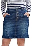 Ellos Women's Plus Size 4-Button Denim Skirt