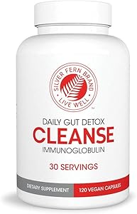 Cleanse - Daily Gut Detox - 1 Bottle - 120 Capsules - 30 Day Supply - Immunoglobulin G, A & M -(IgG, IGA, IgM) - Digestive System Detoxificaton & Immune System Booster - Postbiotic