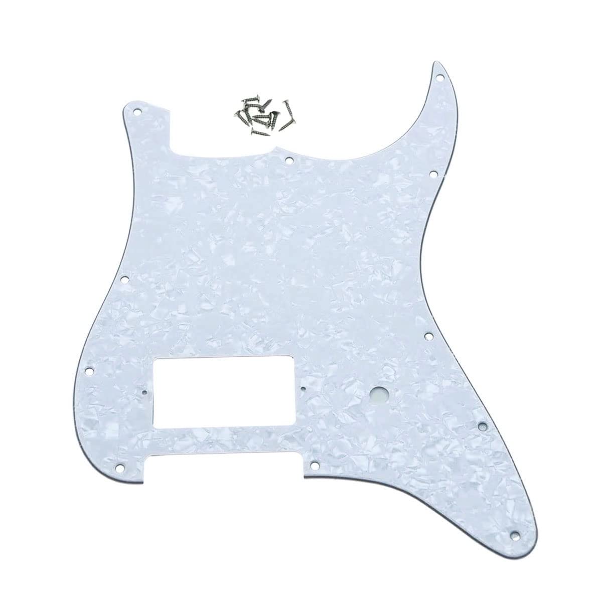 Dopro 11 Hole ST Strat One Humbucker Guitar Pickguard Scratch Plate for FD Delonge White Pearl