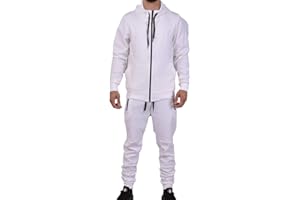 Riflessi Men's Athletic Sports Casual 2 Piece Solid Color Tracksuit Hoodie Jogger Pants Sweatsuit Set