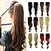 Binding Tie up Synthetic Ribbon Ponytail Extensions Heat Resistant One Piece Drawstring Pony Tail Long Wavy Curly Soft Silky for Women Lady Girls 18'' / 18 inch (light brown)