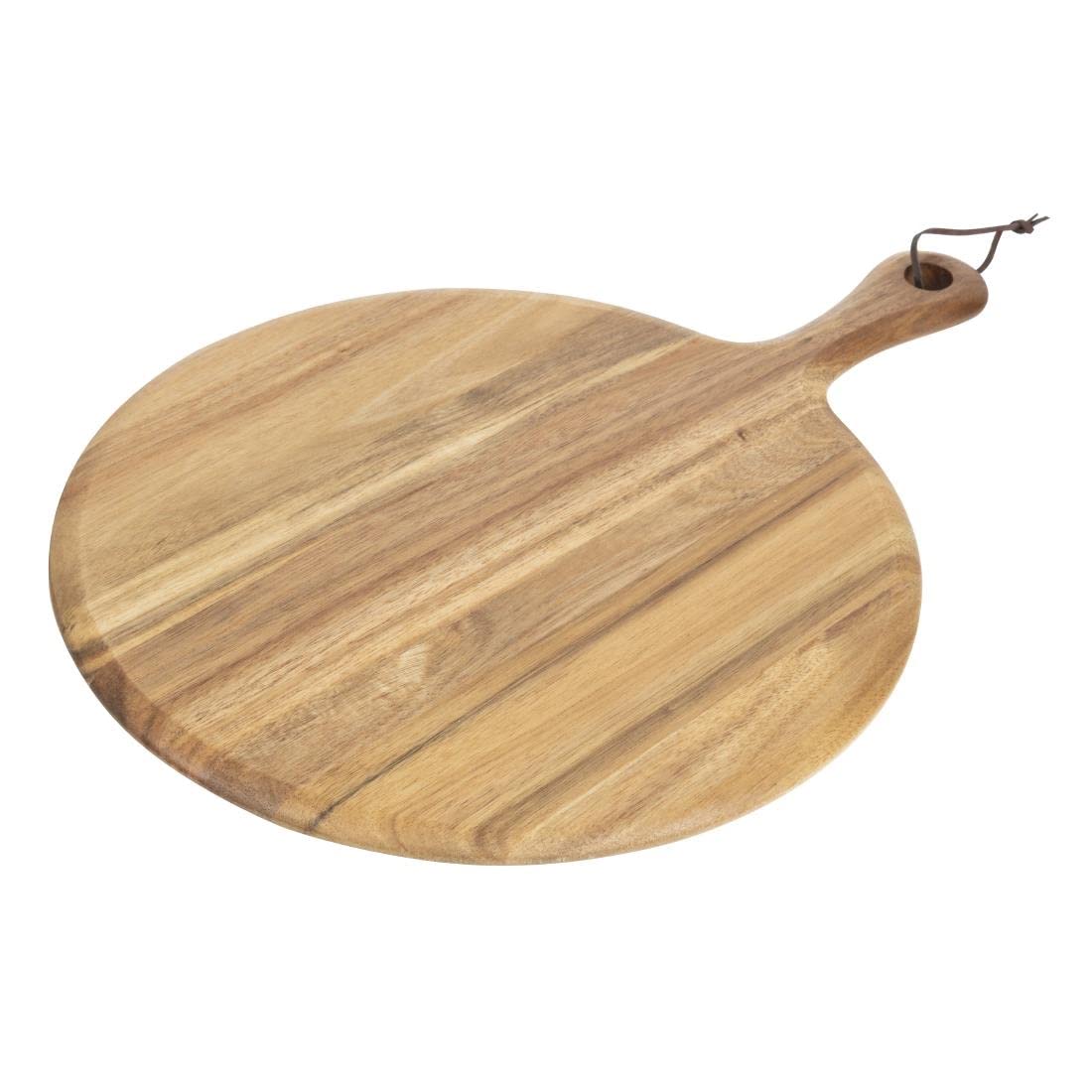 Olympia Round Chopping Paddle Board Wavy Handled in Acacia Wood - 330(пїЅ) mm