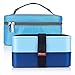 ME.FAN Leakproof Bento Lunch Box With Insulated Bag And Cutlery, All-in-one Stackable Food Container 42oz/1200ml - Deep Blue/Light Blue