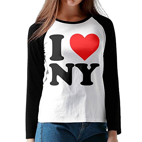 SSUJ7 I Love NY New York Female Raglan Long Sleeve T Shirts Round Neck Baseball T-shirt