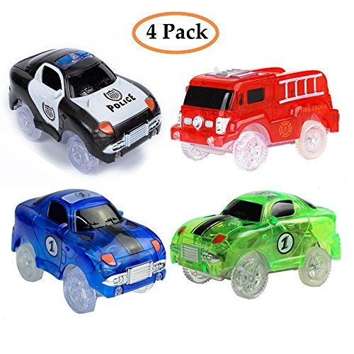 4 Pack Replacement Track Cars Light Up Toy Cars, 5 LED Flashing Lights Compatible with Most Tracks - Thumbnail 7