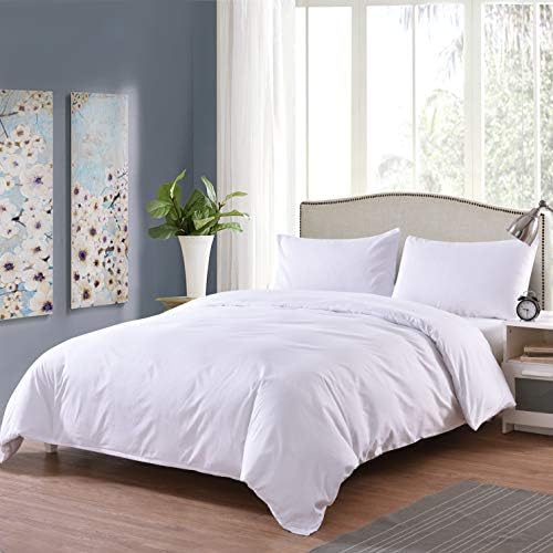 RUIKASI Super King Duvet Cover Set, 3 PC Bedding Set White 100% Brushed Ultra Soft Comfortable Microfiber, Superking Duvet Covers 220x260 cm with Zipper, 2 Pillowcases 50 x 75 (Super King, White)