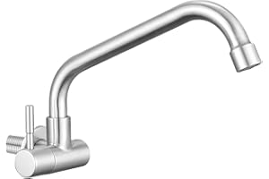 Wall Mount Faucet Cold only,G1/2 inch Cold Kitchen Utility Sink Faucet SUS304 Stainless for Commercial Laundry Sink Brushed N