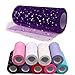 4Pcs Glitter Sequin Tulle Rolls Sparkling Fabric Spool Ribbons Tutu Material 6 x 900 Inch (25 Yards Each) for DIY Craft, Gift Wrapping, Decoration, Clothes, Wedding - Pink, Purple, White, and Blue