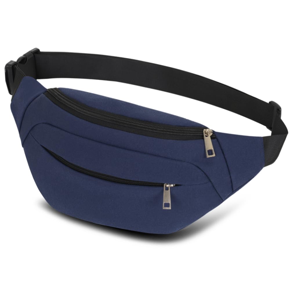 Bumbags and Fanny Packs for Men Women Hiking Running Travel Waterproof Waist Bag Walking Dog Outdoor Sport for Ladies Boys (DarkBlue)