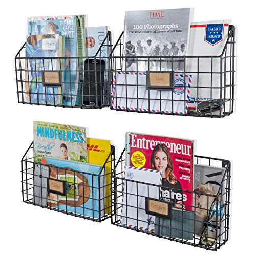 25" Black Metal Farmhouse Magazine Rack Holder D364431s