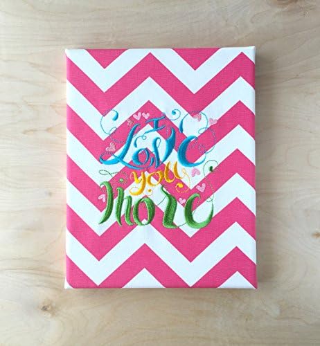 Embroidered Canvas Wall Art - I Love You More