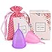 AirCream Menstrual Cups - Set of 2 Cups - Economical Feminine Alternative Protection to Cloth Sanitary Napkins and Tampons - No Leak - Comfortable and Soft - Have A Happy Period (Large&Small)
