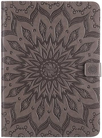 iPad 5th/6th Generation Wallet Case,Stingna Sunflower Embossed PU Leather Smart Cover Folio Stand Case with Auto Sleep/Wake Function for Apple iPad 9.7 Inch 2017/2018 (gray)