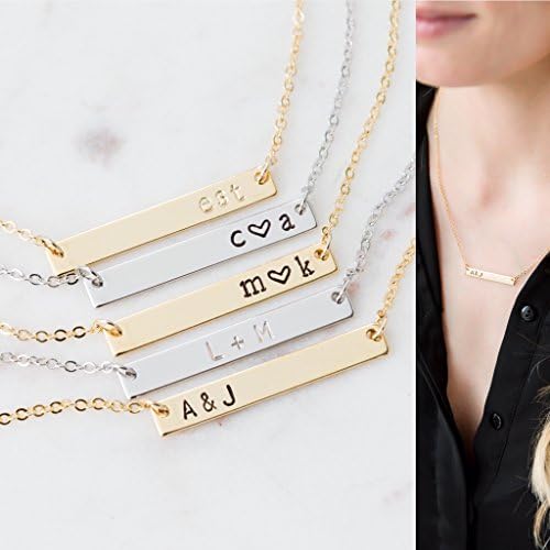 Personalized Bar Necklace, Gold Bar Necklace, Silver Bar Necklace, Name Plate Necklace, Custom Name Necklace, Initial Necklace, Handmade, Hand-stamped