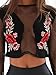 Simplee Apparel Women's Vintage Applique Embroidered Mesh Blouse Crop Top Black