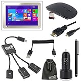 EEEKit 7 Items Kit for Toshiba Encore 2 WT10 A32 10.0 Inch Tablet, Micro USB Host OTG Hub Adapter,2.4G Wireless Mouse,HDMI Cable,USB Car Charger