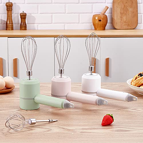 Electric Portable Hand Mixer, Mini Wireless Whisk 3-Speed Cordless Kitchen Blender Egg Whisk 1200mAh Rechargeable Battery Operated for Easy Whipping Cream for Cake Baking, with 2 Beaters