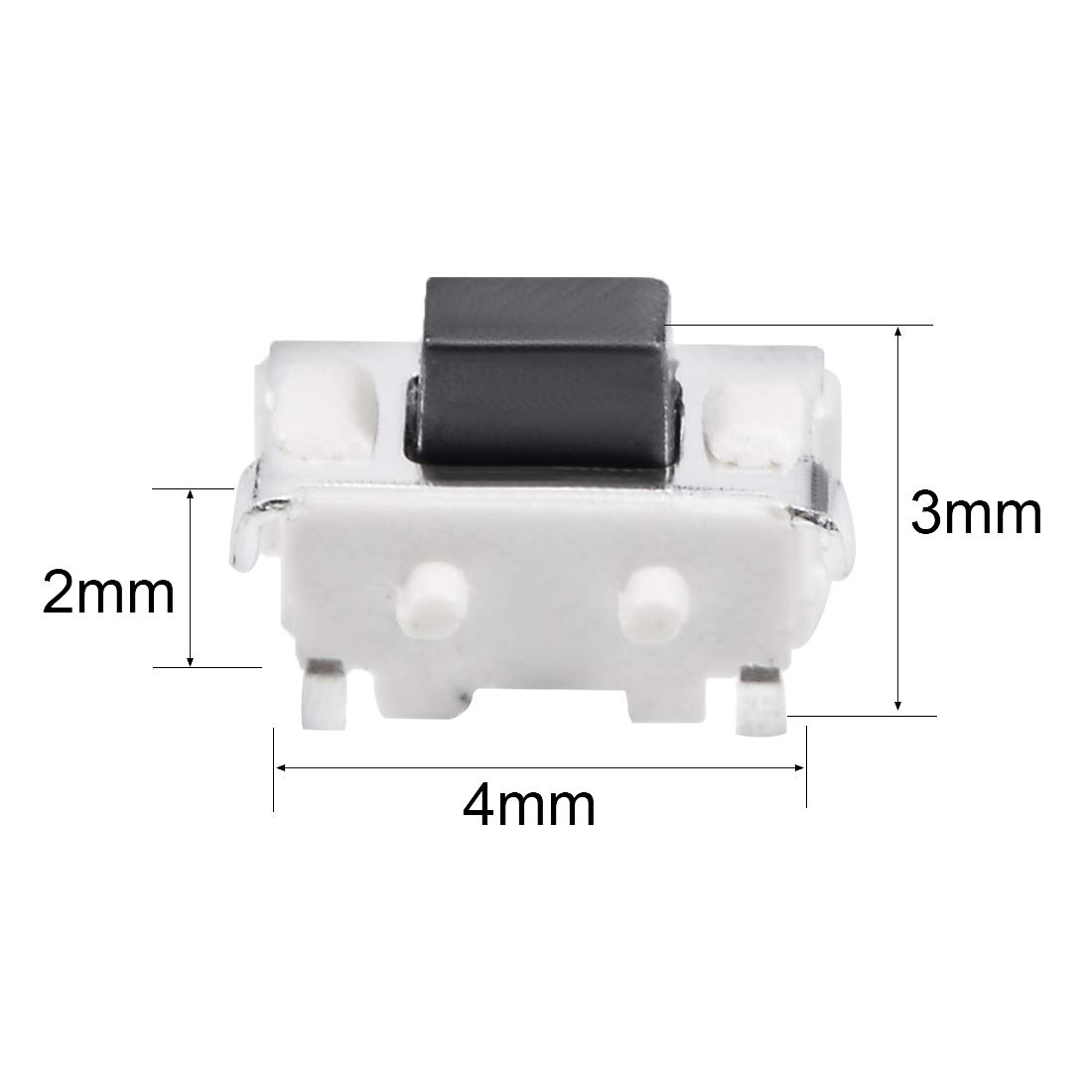 sourcing map 4 Pcs 4 x 2 x 3mm 2 Pin SPST Momentary Push Button Surface Mounted Devices SMT Tactile Tact Switch - Image 4