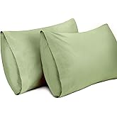 Lirex 2 Pack Pillow Cases,100% Cotton Breathable Pillowcases,20"X 36" King Standard Size,Green