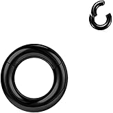 BodyAce Black Hinged Segment Clicker PA Rings, 2G 4G 6G 8G 10G 12G Large Spring Action BCR Rings, Surgical Steel Septum Nose Rings Ear Gauges Earrings Hoops