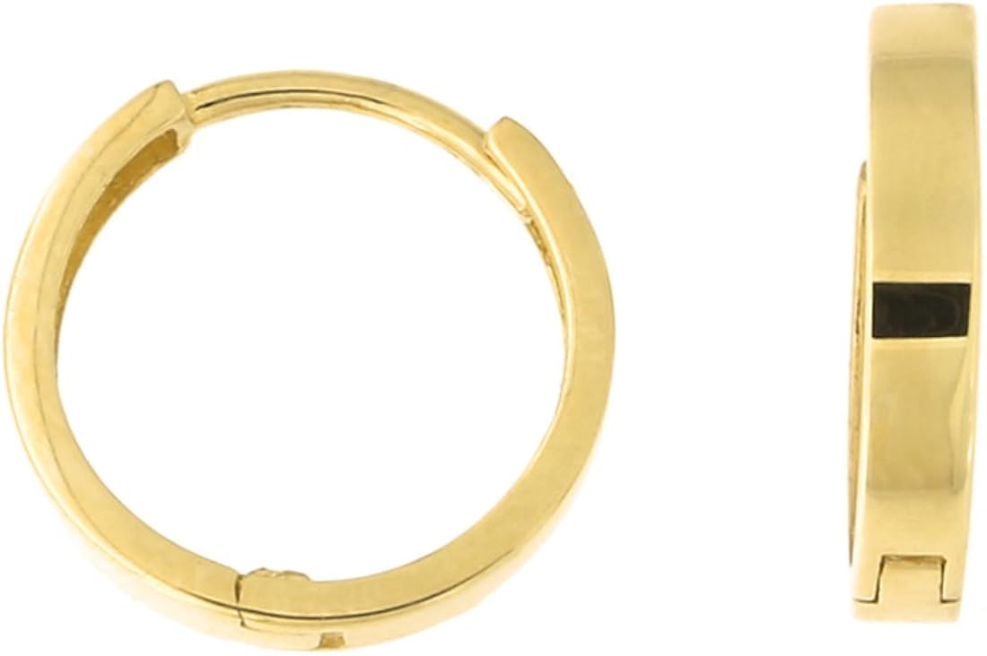 14k Yellow, White or Rose Gold 2 Millimeters Flat Huggie Hoop Earrings