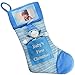 Babys First Christmas Stocking; Baby Boy Stocking with removable Soft Toy; With Picture Frame - Personalize it with baby's picture! (Blue)