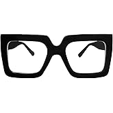 hoyuwak Oversized Square Blue Light Glasses Big Frame Computer Eyewear Thick Fashion Clear Glasses for Women Fashion