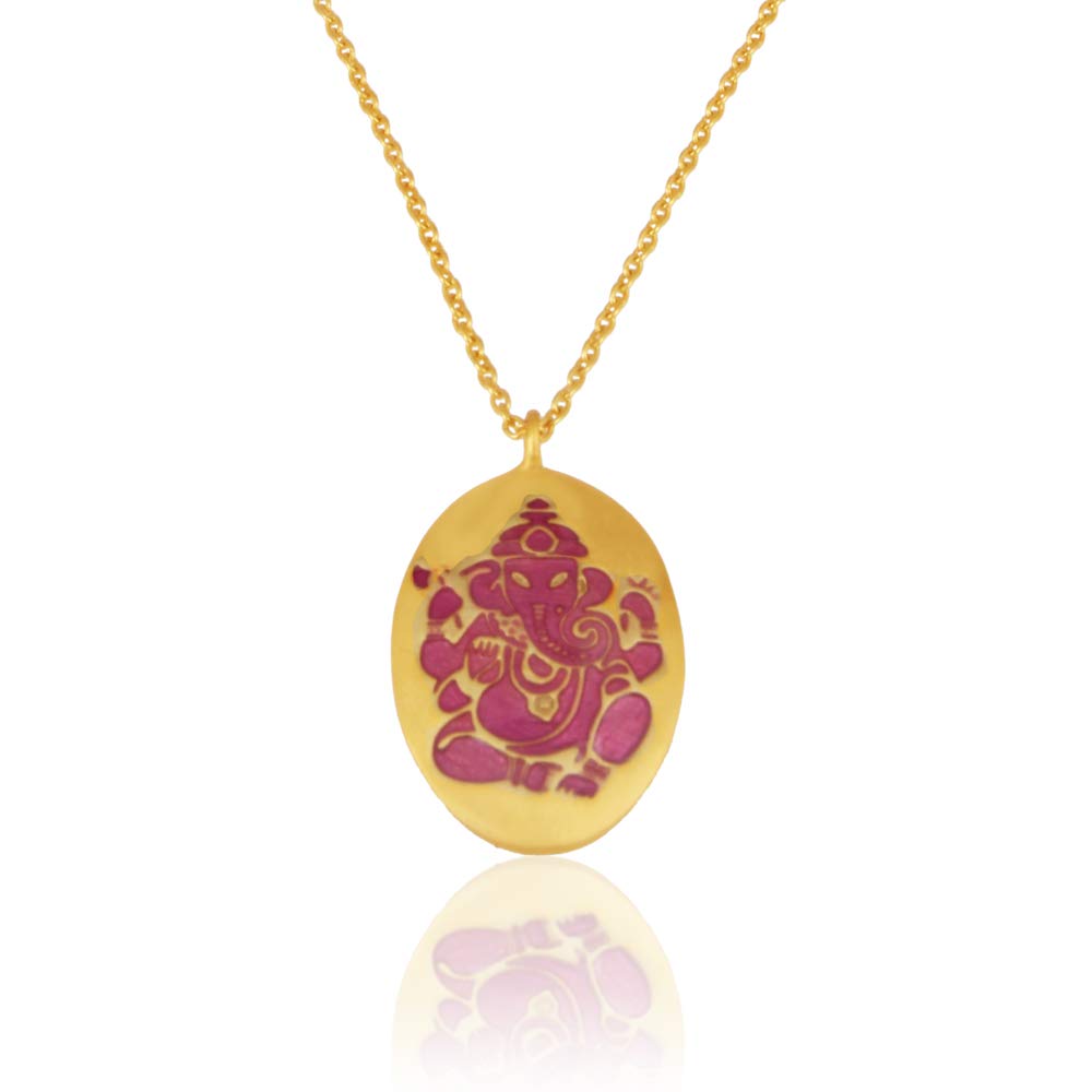 BellaMira 'Shanti by MIRA' Statement Necklace Gold Plated Brass Jewellery ('Blessings' Gold Filled Ganesha Necklace) โ image 1