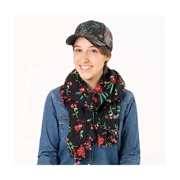Tamaris Bufanda de Flores Miralia con flecos pañuelo mujer (talla única - negro) | DeHippies.com
