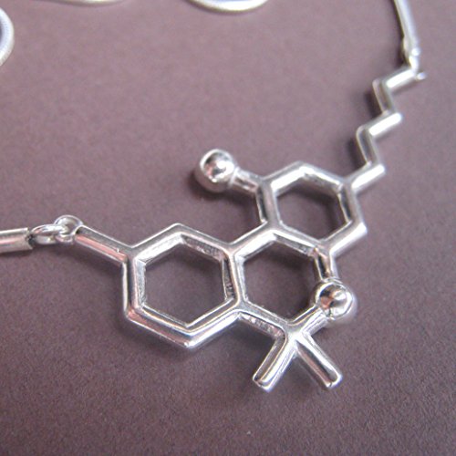 THC Molecule Necklace with snake chain in sterling silver