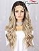 K'ryssma Ombre Blonde Lace Front Wig with Dark Roots Long Wavy Ombre Synthetic Wig Glueless Heat Resistant Wigs for Women